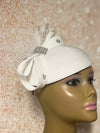 White Round Full Hat for Women, White Hat For Church, wedding, derby hat, tea parties and other special occasions