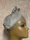 Silver Rhinestones Crystal Bling Teardrop Fascinator Half Hat for Church, Tea Parties, Weddings and other special occasions