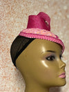 Pink Bead and Sequin Teardrop Fascinator, Light Pink Half Hat for Church head covering, Tea Party, Weddings, and other Special Occasions