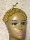 Yellow Gold Sequin Beaded Headband-Shaped Fascinator Half Hat for Church, Tea Parties, Weddings and other special occasions