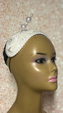 White Beaded Headband Half Hat Fascinator for weddings, church and special occasions, Gift for Mom, Sister, Wife, Her