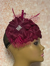 Burgundy Flower Fascinator Half Hat for Church, Weddings and other special occasions