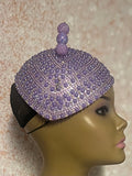 Lavender Beaded Half Hat Fascinator for weddings, church and special occasions