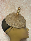 Gold Beaded Fascinator Half Hat for Church, Tea Parties, Weddings and other special occasions