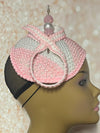 Pink and White Beaded hat for Church, Wedding, Mother of the Bride, Head Covering, Tea Parties and other special occasions