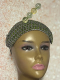Olive Green Headband-Shaped Fascinator Half Hat for Church, Tea Parties, Weddings and other special occasions