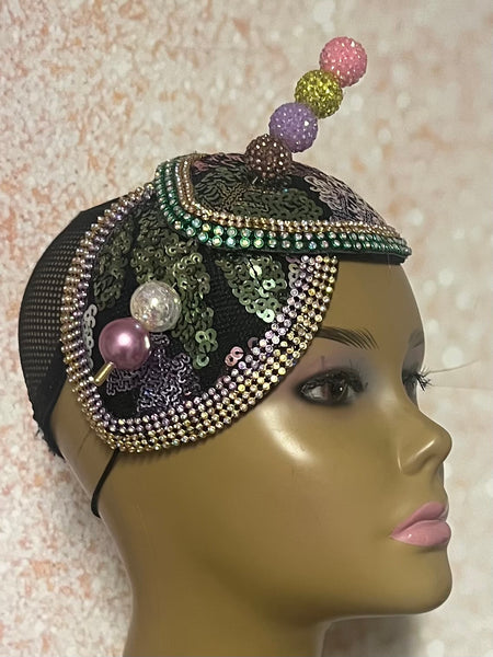 Multicolor Double Cup Teardrop Pastel Fascinator, Handmade Church Half Hat, Tea Parties and Special Occasions