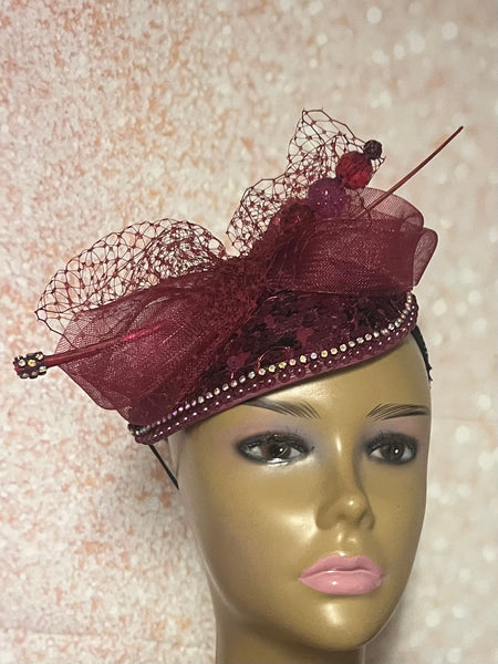 Peach Pink Beaded Hat for Church, Wedding, Tea Parties and special occasions