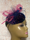 Pink and blue sequins and Rhinestones hat for Church, Wedding, Mother of the Bride, Head Covering, Tea Parties and other special occasions