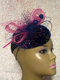 Pink and blue sequins and Rhinestones hat for Church, Wedding, Mother of the Bride, Head Covering, Tea Parties and other special occasions