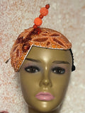 Orange Double Cup Rhinestone Crystal Bling Fascinator | Teardrop Half Hat