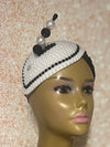 Black and white Beaded Half Hat Fascinator for weddings, church and special occasions, Gift for Mom, Sister, Wife, Her