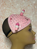 Pink Lace Rhinestone hat for Church, Wedding, Mother of the Bride, Head Covering, Tea Parties and other special occasions