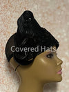 Black Beaded Half Hat Fascinator for Church and Special Occasion Headwear