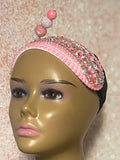 Pink and White Beaded Headband shaped hat for Church, Wedding, Mother of the Bride, Head Covering, Tea Parties and other special occasions