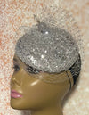 Silver Sequin Disc Shiny Bling Fascinator Half Hat for Church, Tea Parties, Weddings and other special occasions