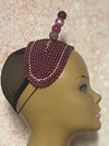 Burgundy Beaded Headband Fascinator Half Hat for Church, Weddings and other special occasions