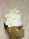 Cream Off-White Flower Fascinator Half Hat, Church Head Covering, Tea Party, Weddings and Special Occasions