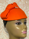 Orange Wool Felt Half Hat Fascinator for Church Head Covering, Wedding, Tea Party, Mother of the Bride, and Other Special Occasions