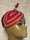 Red Beaded Teardrop Fascinator Half Hat, Church and Special Occasion Headpiece