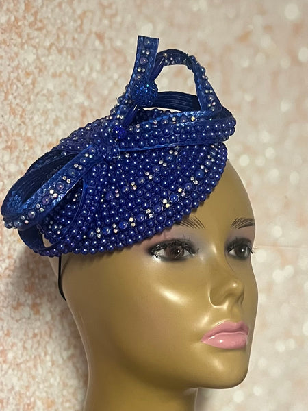 Royal Blue Fascinator Half Hat for Church, Weddings and Special Occasion