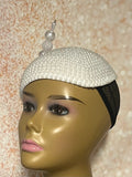 White Beaded Pearl Half Hat Fascinator for weddings, church and special occasions, Gift for Mom, Sister, Wife, Her