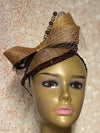 Bronze and Gold Sinamay Teardrop Fascinator half hat for church, weddings, tea parties, and special occasions.