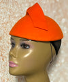 Orange Wool Felt Half Hat Fascinator for Church Head Covering, Wedding, Tea Party, Mother of the Bride, and Other Special Occasions