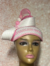 Beautiful Pink and White Beaded Full Hat for Church, Wedding, Mother of the Bride, Head Covering, Tea Parties and other special occasions