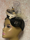 Black and Gold Beaded Sequin Headband-shaped Half Hat Fascinator for weddings, church and special occasions, Gift for Mom, Sister, Wife, Her