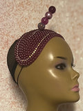 Burgundy Beaded Headband Fascinator Half Hat for Church, Weddings and other special occasions