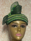Green Beaded Fascinator Half Hat: Church, Tea Party, Wedding