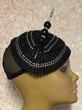 Black Beaded Half Hat Fascinator for weddings, church and special occasions, Gift for Mom, Sister, Wife, Her