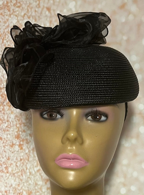 Black Hat for Church, Wedding, Mother of the Bride, Head Covering, Tea Parties