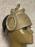 Gold Rhinestone Bling Fascinator Half Hat for Church, Tea Parties, Weddings and other special occasions