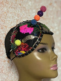 Multicolor Double Cup Teardrop Fascinator, Handmade Church Headwear and Special Occasions