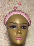 Pink and White Beaded Headband shaped hat for Church, Wedding, Mother of the Bride, Head Covering, Tea Parties and other special occasions