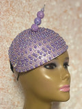 Lavender Beaded Half Hat Fascinator for weddings, church and special occasions
