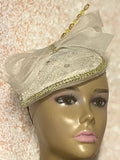 Cream Off-White Teardrop Fascinator Half Hat, Church Head Covering, Tea Party, Weddings and Special Occasions