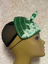 Dark Green Crystal Bead Bling Fascinator | Mint Green Teardrop Half Hat for Church