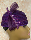 Purple Sequins and Rhinestones hat for Church, Wedding, Mother of the Bride, Head Covering, Tea Parties and other special occasions