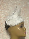 White Braided Sinamay Bow Fascinator Half Hat for Church Head Covering, Tea Parties and Other Special Occasions