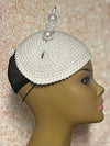 White Beaded Pearl Half Hat Fascinator for weddings, church and special occasions, Gift for Mom, Sister, Wife, Her