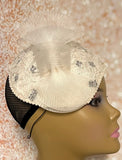Cream/Beige Fascinator Half Hat for Church Head Covering, Tea Parties, Weddings and other special occasions