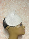 White Beaded Half Hat Fascinator for weddings, church and special occasions, Gift for Mom, Sister, Wife, Her