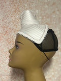 White Satin Fascinator Half Hat for Weddings, Church Head Covering, Tea Parties, and other Special Occasions