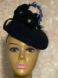 Navy Blue Wool Felt Hat for Church, Weddings, Tea Parties and Other Special Occasions