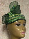 Green Beaded Fascinator Half Hat: Church, Tea Party, Wedding