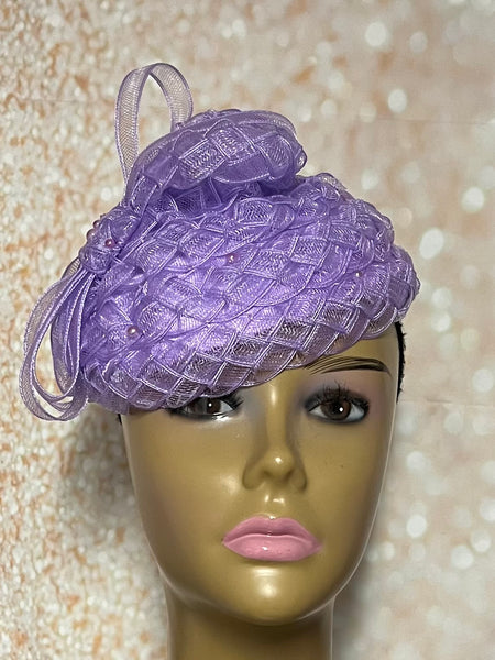 Purple and lavender Flower Half Hat