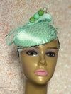 Mint Green Satin Button Pillbox Fascinator Half Hat, Church Head Covering, Headwear, Tea Parties, Weddings, and other Special Occasions